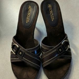Aerosoles sandal heels, brown, size 8